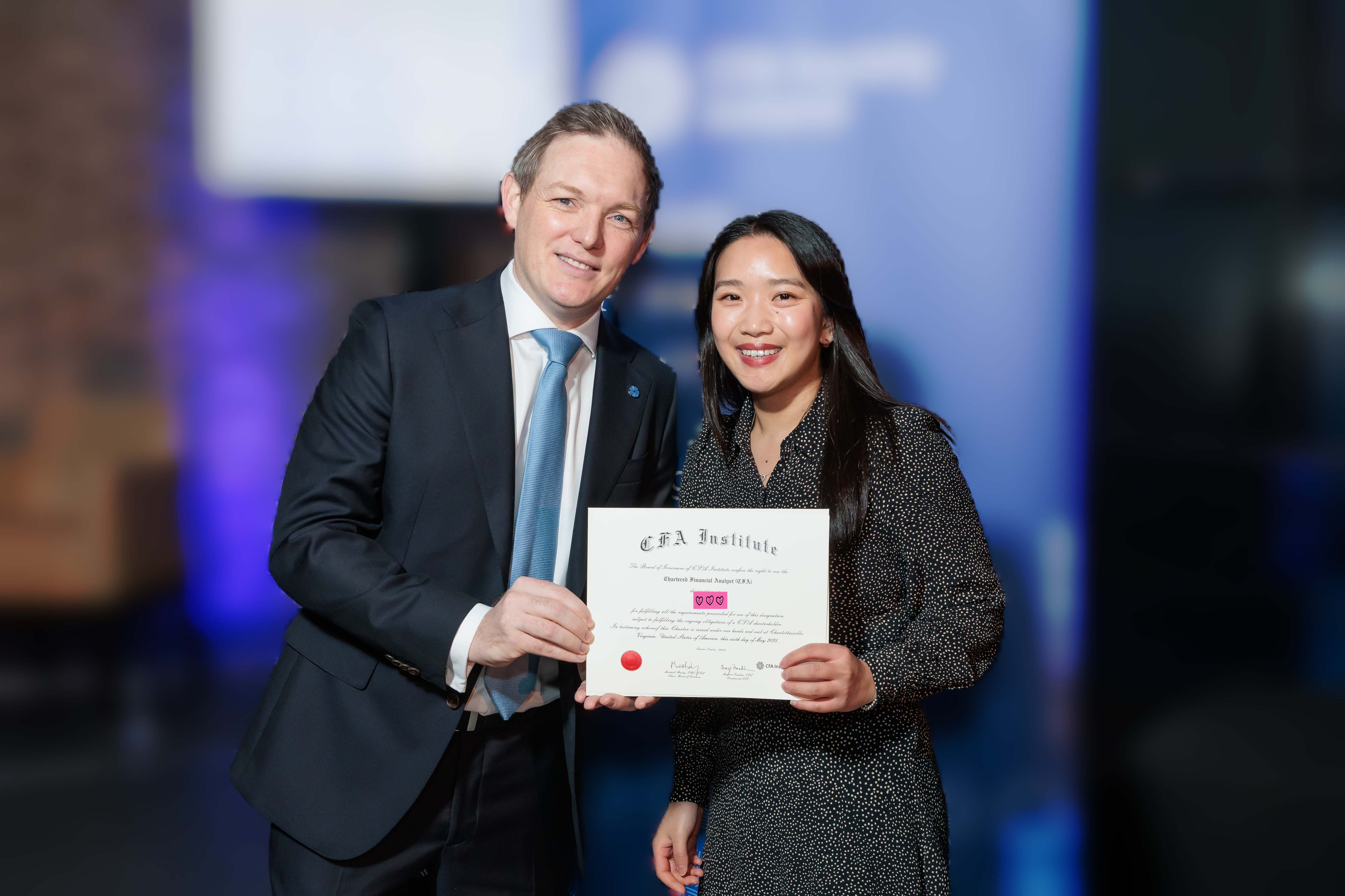 CFA certificate close-up